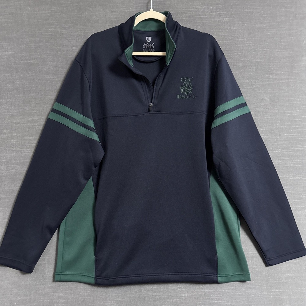 Island Green‎ Golf Ireland Quills Pullover 2XL Blue Green 1/4 Zip Long Sleeve 52